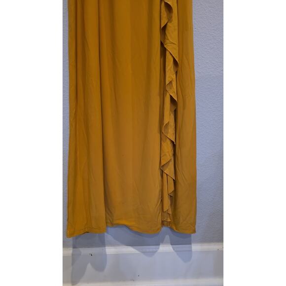 Kasper Womens Dress Size 2XL Mustard Yellow Cowl Neck Sleeveless Maxi Gown - Picture 5 of 10